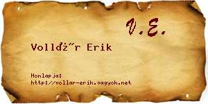 Vollár Erik névjegykártya